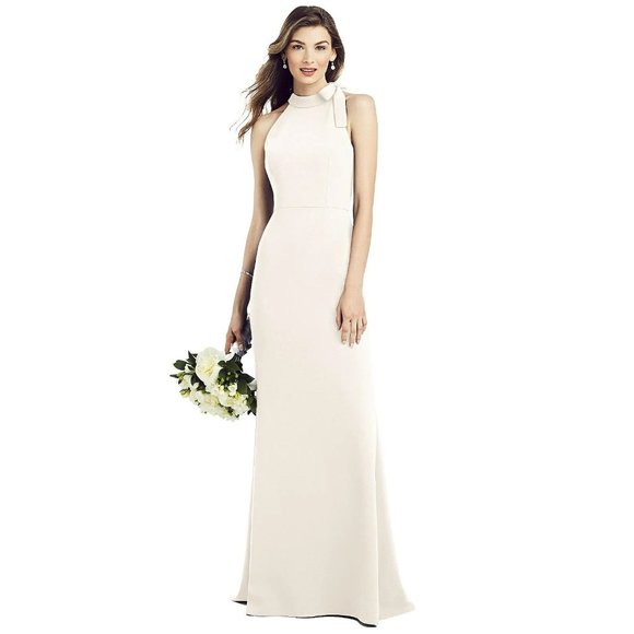 After Six Dresses & Skirts - NWOT After Six Bow-Neck Open Back Trumpet Gown, Ivory, Size 6